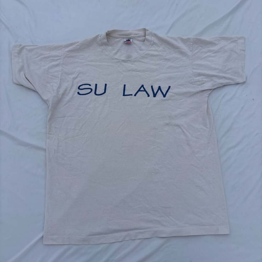 Vintage Fruit of the Loom SU Law T-Shirt XL White Single Stitch